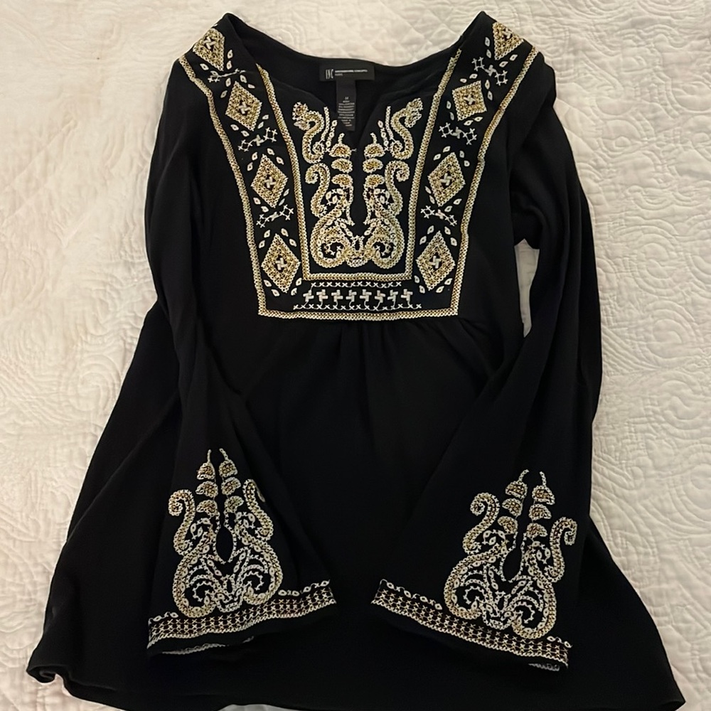 Inc International Concepts tie-back top - black white and gold - Medium